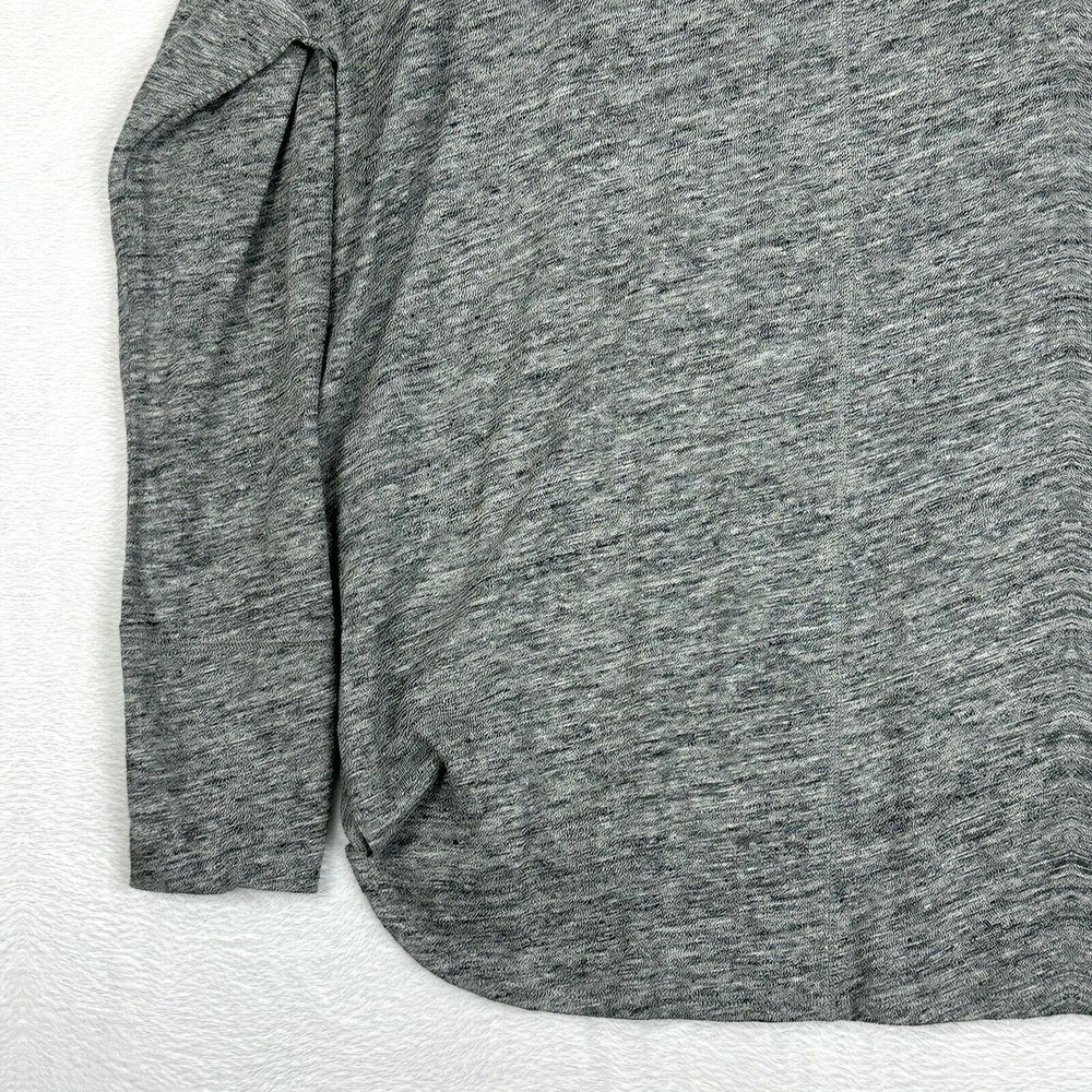 Banana Republic V Neck Linen Pullover Top Womens Large Grey Long Sleeve Pocket - Picture 8 of 12
